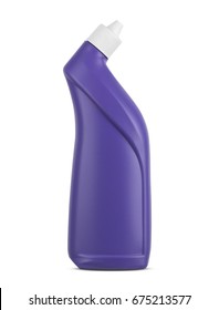 Isolated.purple Plastic WC Bottle Container Design Mock-up For Bleach Toilet Cleaner