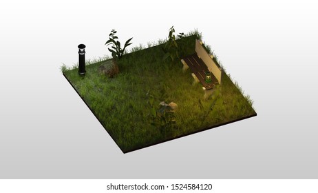 Isometric Realistic Grass Land Isolated