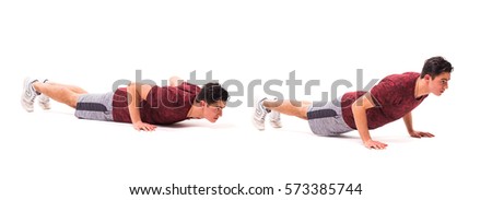 Isometric Wipers. Young man doing sport exercise.