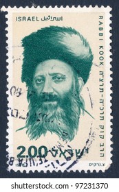 ISRAEL - CIRCA 1978: An old used Israeli postage stamp issued in honor of the First Ashkenazi chief rabbi of the British Mandate for Palestine Rabbi Kook (1865â??1935); series, circa 1978