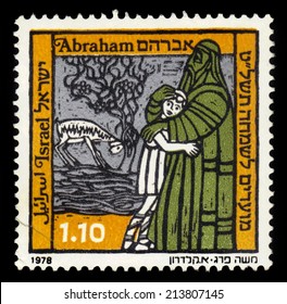 ISRAEL - CIRCA 1978: a stamp printed in the Israel shows biblical story, Abraham sacrificing his son Isaac, circa 1978