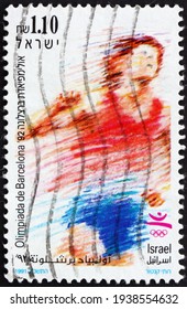 ISRAEL - CIRCA 1991: A Stamp Printed In Israel Shows Athlete, 1992 Summer Olympics, Barcelona, Circa 1991