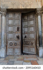 Israel Jerusalem - Church of the Holy Sepulcher - Church of the Apocalypse - Wooden Engraved Door
 - Shutterstock ID 2095160410