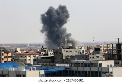 An Israeli Air Strike On The City Of Rafah In The Southern Gaza Strip, On August 7, 2022.