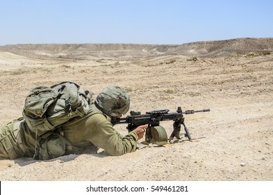 Israeli Army Combat Soldier Firing While Stock Photo 549461281 ...