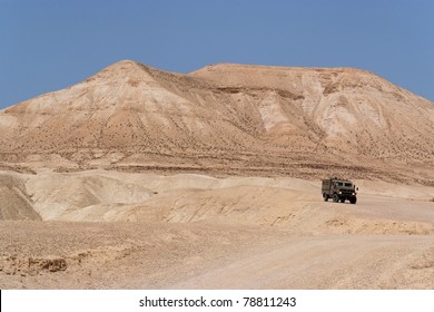 Israeli Army Humvee On Patrol In The Judean Desert