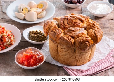 Israeli Breakfast - Traditional Yemenite Jewish Bread - Kubaneh