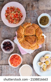 Israeli Breakfast - Traditional Yemenite Jewish Bread - Kubaneh