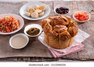 Israeli Breakfast - Traditional Yemenite Jewish Bread - Kubaneh