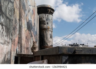 An Israeli Security Tower Looks Down On The Aida Camp In Bethlehem, West Bank, Palestine, 11/02/19