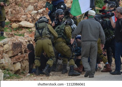 Israeli Soldiers Arrest Protesters During The Friday Protests, Nabi Saleh, West Bank, Palestine.
14/03/15