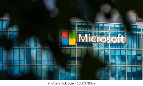 ISSY LES MOULINEAUX, FRANCE - OCTOBER 9, 2020: French headquarters of Microsoft, American multinational company which develops, manufactures, licenses and sells computer software and electronics