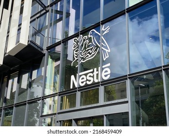 Issy-les-Moulineaux, France - June 2022 : Nestlé Logo On The Nestle France Headquarters Building Near Paris