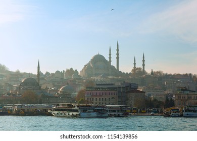 Istambul Skyline With Suleymaniye Mosque, Istanbul, Turkey  - June 17 2015