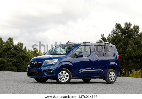 ISTANBUL - APRIL 21, 2019 : The fifth generation\
Opel Combo Turbo D. Opel\'s light commercial vehicle model. Produced\
under the roof of PSA\
group.
