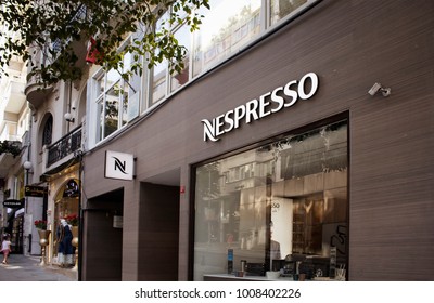 ISTANBUL - AUGUST 12, 2017: Signage And Store Window Of Famous Coffee Machine Brand's Store In Nisantasi / Istanbul That Is A Popular Shopping And Residential District.