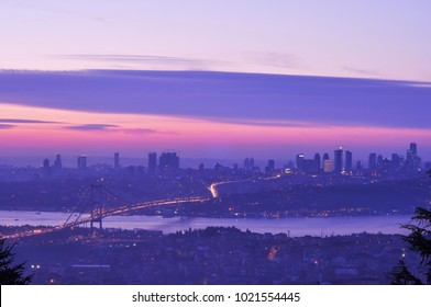 Istanbul Bosphorus Aerial View. 15th July Martyrs Bridge. Istanbul / Turkey.
