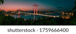 Istanbul Bosphorus panoramic photo. Istanbul landscape beautiful sunset with clouds Ortakoy Mosque, Bosphorus Bridge, Fatih Sultan Mehmet Bridge Istanbul Turkey.Best touristic destination of Istanbul