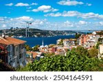 Istanbul Bosphorus view from Kuzguncuk. Istanbul, Turkey. Istanbul Bosphorus Bridge.