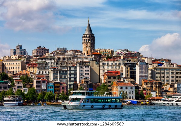 Istanbul City Skyline Galata Tower Turkey Stock Photo (Edit Now) 1284609589