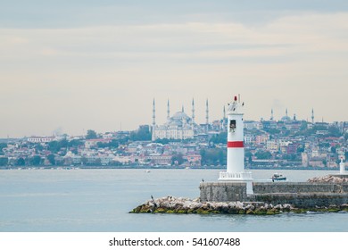 Istanbul City View From Inside Moving Ferry Boat 