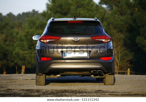 ISTANBUL -\
DECEMBER: Hyundai Compact SUV model new Tucson in December, 2016\
Istanbul. Hyundai, the automotive industry\'s fifth largest\
automobile manufacturer in the\
world.