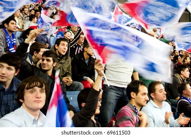 ISTANBUL - JANUARY 20: Efes Pilsen Supporters Cheer Their Team During THY Euroleage Top 16 Championship Basketball Game Efes Pilsen Vs Montepaschi Siena January 20, 2011 In Istanbul