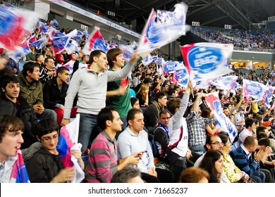 ISTANBUL - JANUARY 20: Efes Pilsen Supporters Cheer Their Team During THY Euroleage Top 16 Championship Basketball Game Efes Pilsen Vs Montepaschi Siena January 20, 2011 In Istanbul