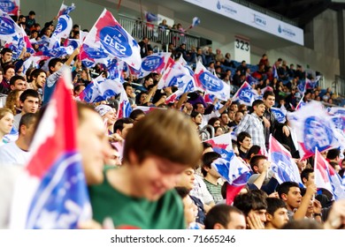 ISTANBUL - JANUARY 20: Efes Pilsen Supporters Cheer Their Team During THY Euroleage Top 16 Championship Basketball Game Efes Pilsen Vs Montepaschi Siena January 20, 2011 In Istanbul