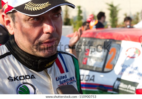 ISTANBUL - JULY 07: Luca Rossetti\
interview after second day of 41st Bosphorus Rally ERC\
Championship, Halli Stage on July 7, 2012 in Istanbul,\
Turkey.