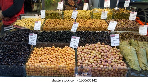 Istanbul, Kadikoy / Turkey - December 14 2019: Kadikoy Market Stalls