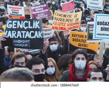  ISTANBUL, KADIKOY, TURKEY - JANUARY, 6, 2021: Boğaziçi University students protest the rector appointed by the president