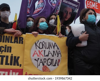 ISTANBUL, KADIKOY, TURKEY: MARCH, 20, 2021:President of Turkey Erdoğan, withdrew the İstanbul convention in a one night and people are protesting 