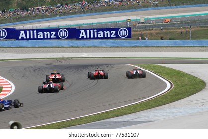 ISTANBUL - MAY 08: GP2 Cars At Third Turn During GP2 Series Race 2, Istanbul Park On May 08, 2011 Istanbul, Turkey