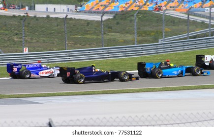 ISTANBUL - MAY 08: GP2 Cars At Third Turn During GP2 Series Race 2, Istanbul Park On May 08, 2011 Istanbul, Turkey