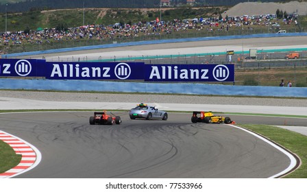 ISTANBUL - MAY 08: Safety Car And GP2 Cars At Fourth Turn During GP2 Series Race 2, Istanbul Park On May 08, 2011 Istanbul, Turkey