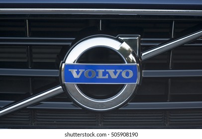 ISTANBUL - OCTOBER: Volvo logo, close-up. October, 2016 Istanbul. Swedish luxury vehicle manufacturer established in 1927 and headquartered in Gothenburg, Sweden.