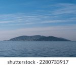 Istanbul Prince Islands or (Istanbul Islands) Heybeliada blue sky on a sunny day from the sea of ​​Marmara.