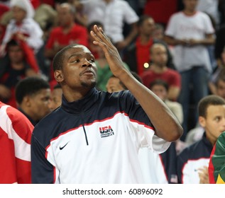 ISTANBUL - SEPTEMBER 13: Kevin Durant Celebrates Winning The Gold In FIBA World Championship Final Between USA And Turkey  On September 13, 2010 In Istanbul