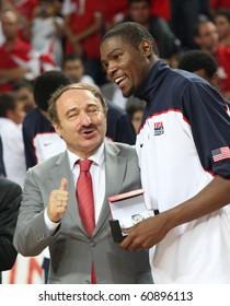 ISTANBUL - SEPTEMBER 13: Kevin Durant Gets The MVP Award Of FIBA World Championship On September 13, 2010 In Istanbul