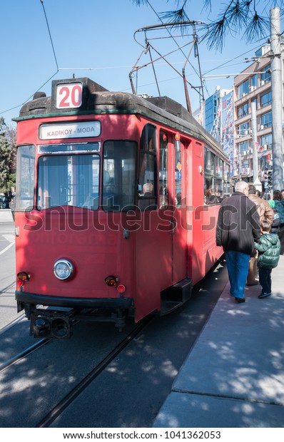ISTANBUL / TURKEY - 03.16.2014:
Electric tramway in Istanbul - Turkey. Vintage wagons built and
serviced by Istanbul electric tramway and tunnel
establishments.