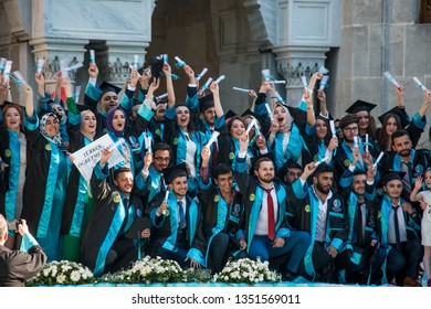 Istanbul Turkey 05/14/2018: Graduation Day At Istanbul University Hasan Ali Yucel Faculty Of Education
