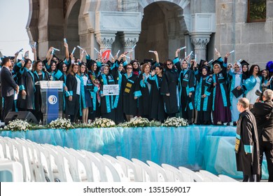 Istanbul Turkey 05/14/2018: Graduation Day At Istanbul University Hasan Ali Yucel Faculty Of Education
