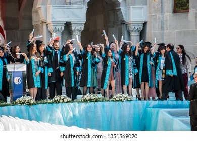 Istanbul Turkey 05/14/2018: Graduation Day At Istanbul University Hasan Ali Yucel Faculty Of Education
