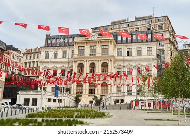 Istanbul, Turkey - 06.05.2022: View Of Beyoglu Municipality Square And Youth Center In Istanbul