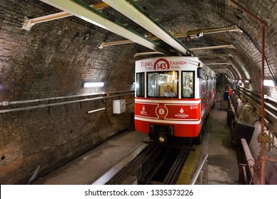 Karaköy, Istanbul, Turkey - 11 August, 2018 : Tünel Subway In Istanbul, Turkey Is Constructed In 1871 And Known As The Second Oldest Underground Rail System After London. 