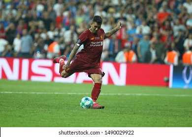 Istanbul / Turkey 14.08.2019 Roberto Firmino Liverpool-chelsea UEFA Super Cup Penalty Kick  