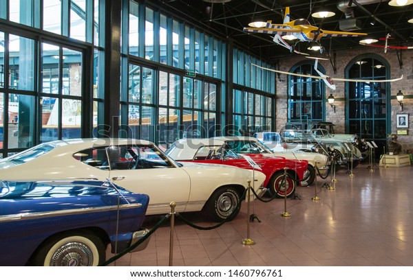 Istanbul, Turkey, 23 March 2019: Classic cars\
in Rahmi M. Koc Industrial Museum. Koc museum has one of the\
biggest auto vehicles collection in Turkey. Hall of vintage\
nostalgic antique autos\
exhibited