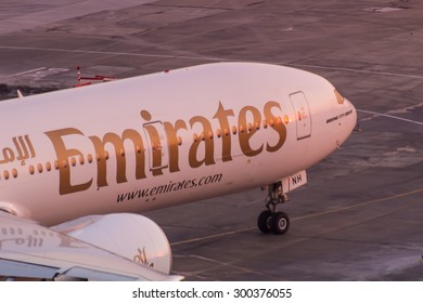 Istanbul, Turkey, 25.07.2015: Emirates Airlines Boeing 777 Detail, Ready For Taxi