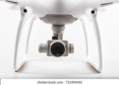Istanbul, Turkey, 5 September 2017; DJI phantom 4 Drone on the white background